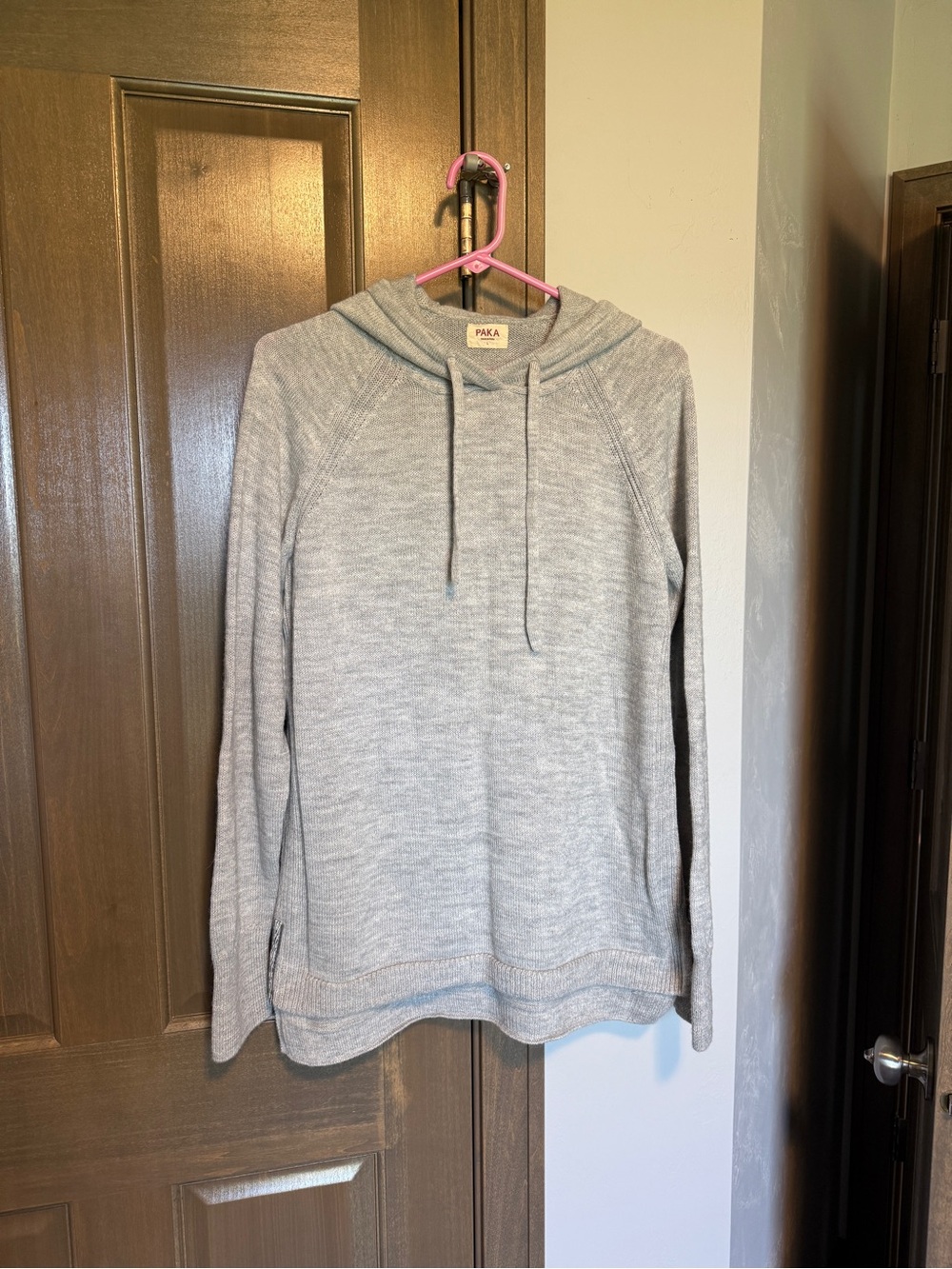 PAKA Women's Light Gray Hooded Knit Sweater